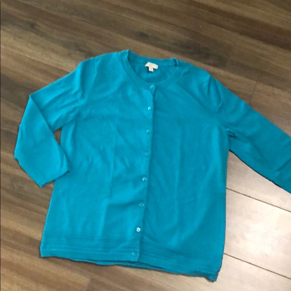 Talbots blue cardigan sweater button up